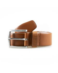 Dents Men’s Heritage Full-Grain Leather Belt with Satin Nickel Buckle in Tan