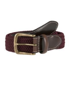 Dents Mens Elastic Stretch Belt Leather End Webbing - Burgundy