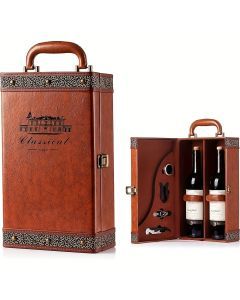 2 Bottle Wine Carrier Tote with Accessories Set