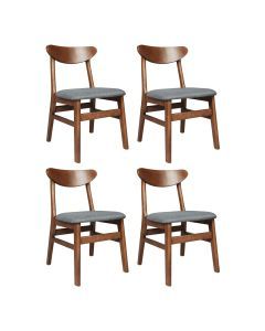 Levede 4x Dining Chairs Kitchen Chair Natural Wood Linen Fabric Cafe Lounge Seat