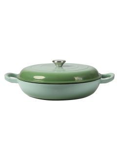 Toque Casserole Pot Cast Iron Dutch Oven Green Enamel Slow Cook Pan Lid 3.5L