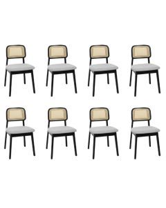 Levede 8x Rattan Dining Chair Cane Weave Kitchen Wooden Wicker Chair Upholstered