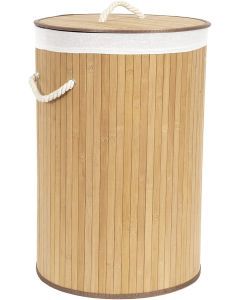 Compactor Round Natural Bamboo Laundry Hamper with Removable Liner - 60x40cm