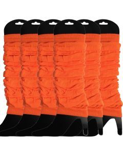 6x Fluro Orange Leg Warmers Bulk Pack - Womens Dance Costume/80s Party