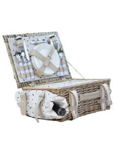 Four-Person Rattan Picnic Basket Set