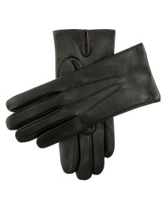 Dents Mens Classic Leather Gloves With 3-Point Stitch and 100% Cashmere Lining - Black