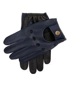 Dents Waverley Mens Luxury Leather Driving Gloves - Royal Blue/Black