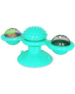 Windmill Cat Toy with 2-Compartment Spinning Interactive Suction Cup Pet