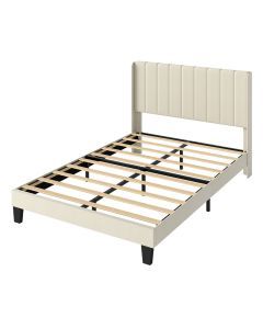 Levede Metal Wooden Bed Frame Queen Panel Plush Upholstered Mattress Platform