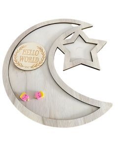 Wooden Moon and Star Snack Tray Decor