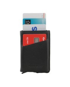 Pierre Cardin Mens Leather Smart Slide Card Holder Tab Wallet - Black (RFID)