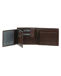 Pierre Cardin Mens Leather Tri-Fold RFID Wallet - Brown (Credit Card Slots/Flap)