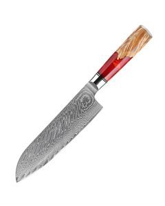 7-Inch VG10 Damascus Steel Chef Knife  Razor Sharp Red