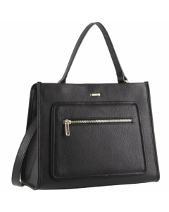 Morrissey Ladies Italian Structured Leather Tote Handbag - Black