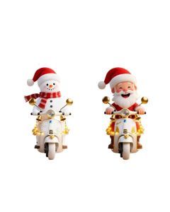 2D Motorcycle Santa & Snowman Christmas Lawn Decoration Set