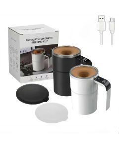 380ML Self-Stirring Electric Coffee Mug Black and White Cup