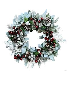 Blue-Gray Eucalyptus Wreath with Pine Cones