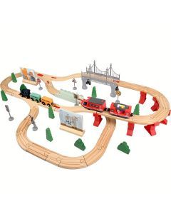 72pcs Wooden Train Set with Electric Train Toy