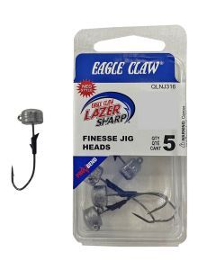 5 Pack of Unpainted 1/8oz Eagle Claw Lazer Sharp Size 1/0 Pro-V Finesse Jig Heads