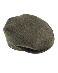 Dents Mens Abraham Moon Tweed Quilted Flat Cap - Olive (Driving Cabbie Ivy Hat)