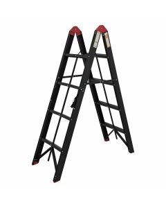 Black 4 step aluminium collapsible box ladder with carry bag