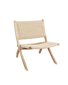 Levede Accent Chair Foldable Recliner Wooden Lounge Lounger Ash Rattan Seat