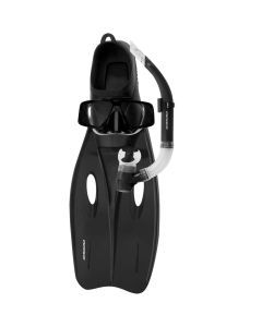 Mirage Challenger Mask Snorkel and Fin Set with Tempered Glass Lens Black