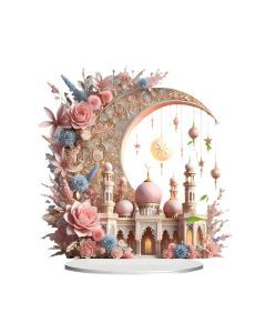2D Ramadan Crescent Moon & Mosque Acrylic Decor