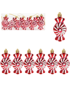 Sparkling 6-Piece Christmas Lollipop Candy Cane Pendant Ornaments Set