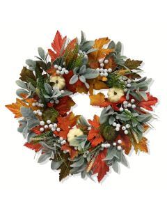 Halloween Winter Pumpkin Maple Leaf Wreath
