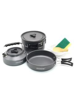Portable Aluminum Camping Cookware Kit Grey