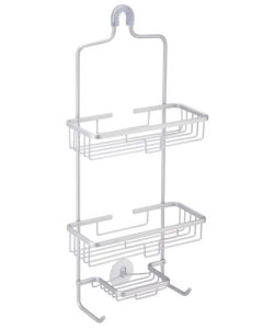 3 Tier Shower Caddy Bath Rack Aluminium Plated Hanging Basket - Silver