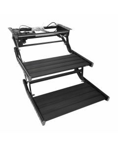 Black Double 12v Electric Caravan Step with LED Light