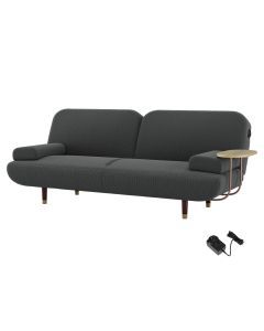 Levede 3 Seater Convertible Sofa Bed Couch with USB Charging & Side Table Grey