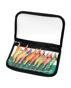 10 X Assorted Premium Squid Jigs In Zip Up Pouch - Large