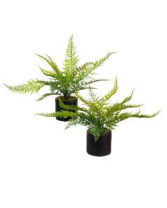Set of 2 Leather Fern in Pot Potted Artificial Flower Green Plant