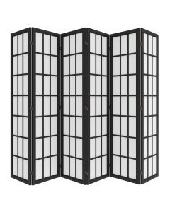 Levede 6 Panel Room Divider Folding Partition Freestanding Screen Wooden Black