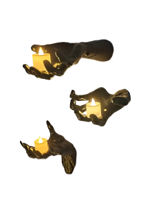 3-Pack Devil Hand Candle Holders with LED Tealights - Wall Decor