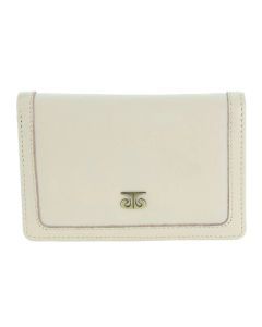 Pierre Cardin Ladies Leather Snap Button Bi-Fold Wallet - Bone