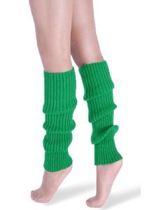 1 Pair Green Ribbed Leg Warmers - Womens Dance Costume/80s Party