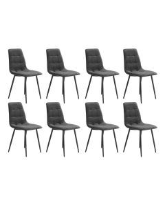 Levede 8x Dining Chairs Kitchen Velvet Chair Lounge Room Retro Padded Seat Grey