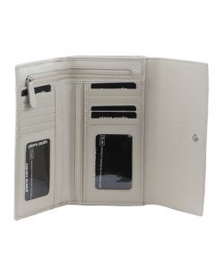 Pierre Cardin Womens Leather RFID Tri-Fold Wallet - Bone