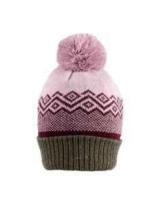 Dents Women’s Jacquard Knitted Bobble Hat with Geometric Pattern - Lilac
