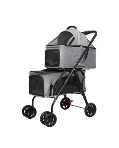 Pawz 2-tier Pet Stroller Double Dog Pram Cat Carrier Travel Pushchair Foldable