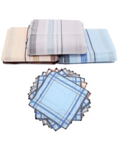 12x Mens Handkerchiefs Bulk Pack - 100% Cotton Hankies/Pocket Square (35x35cm)