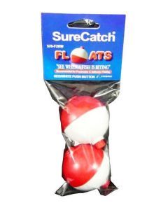2 X 2 Inch Red and White Push Button Fishing Floats