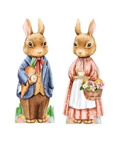 Wooden Rabbit and Flower Garden Signs Set