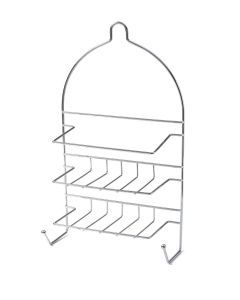 12x 2-Tier Shower Caddy Bath Rack Chrome Hanging Hook Basket 25 x 10 x 43cm - Silver