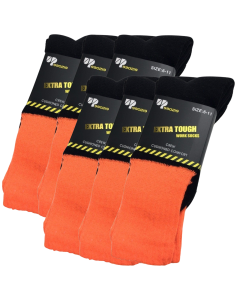 6x Pairs Orange HI VIS SOCKS Bulk Pack - High Visibility Fluro Safety Tradie Workwear