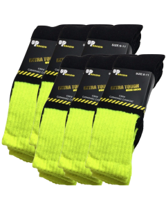 6x Pairs Yellow HI VIS SOCKS Bulk Pack - High Visibility Fluro Safety Tradie Workwear